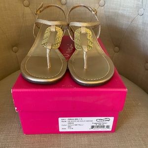 Lilly Pulitzer Gold Wedge Sandal Size 7.5!